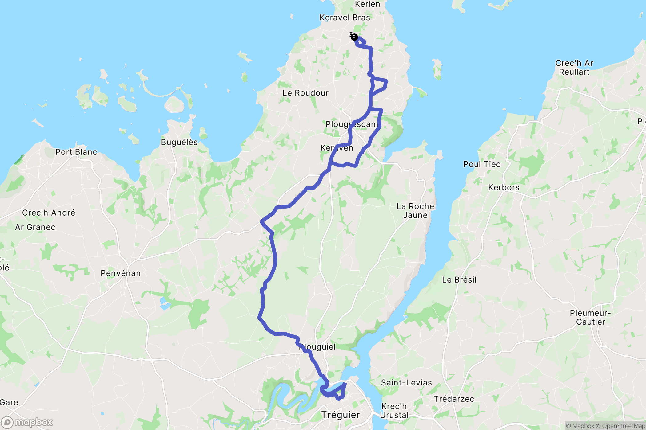 Plougrescant : carte du parcours de randonnée - France
