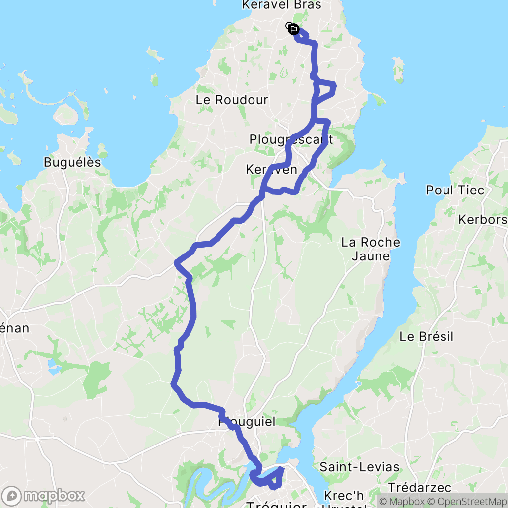 Plougrescant : carte du parcours de randonnée - France