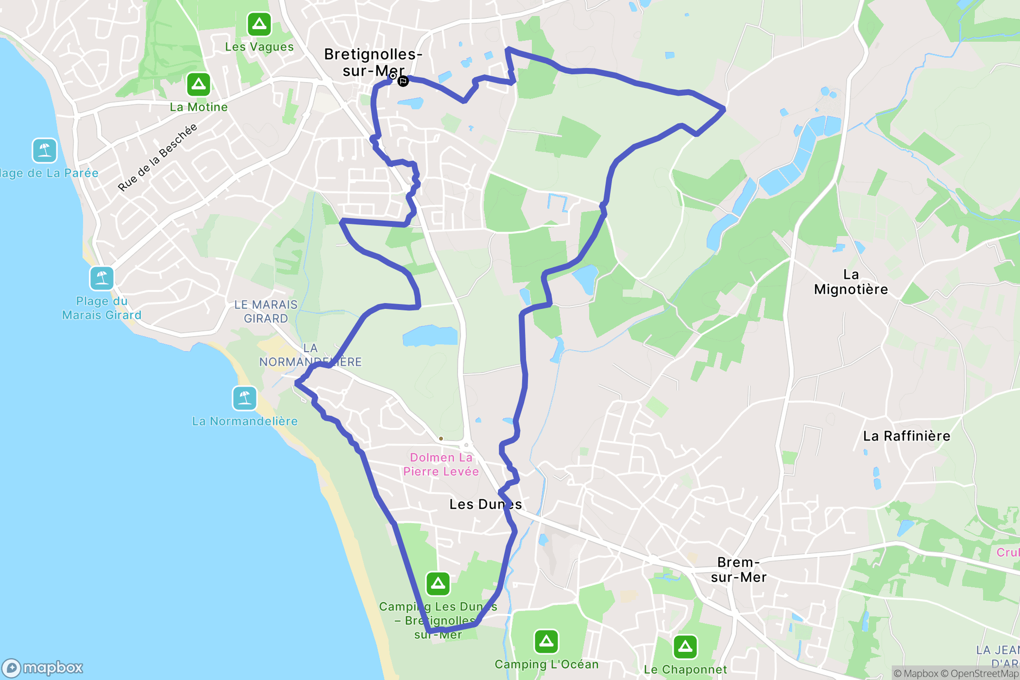 Bretignolles-sur-Mer : carte du parcours de randonnée - France