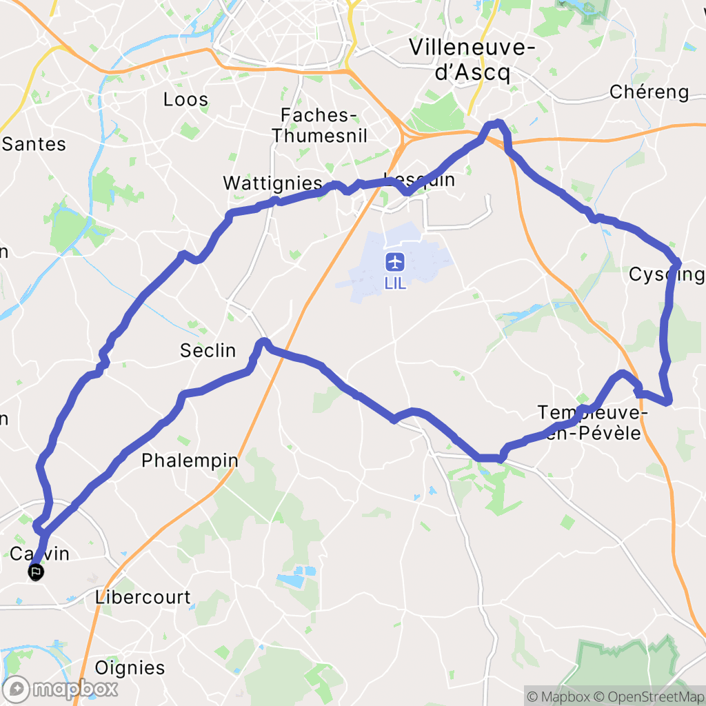Carvin : carte du parcours de randonnée - France