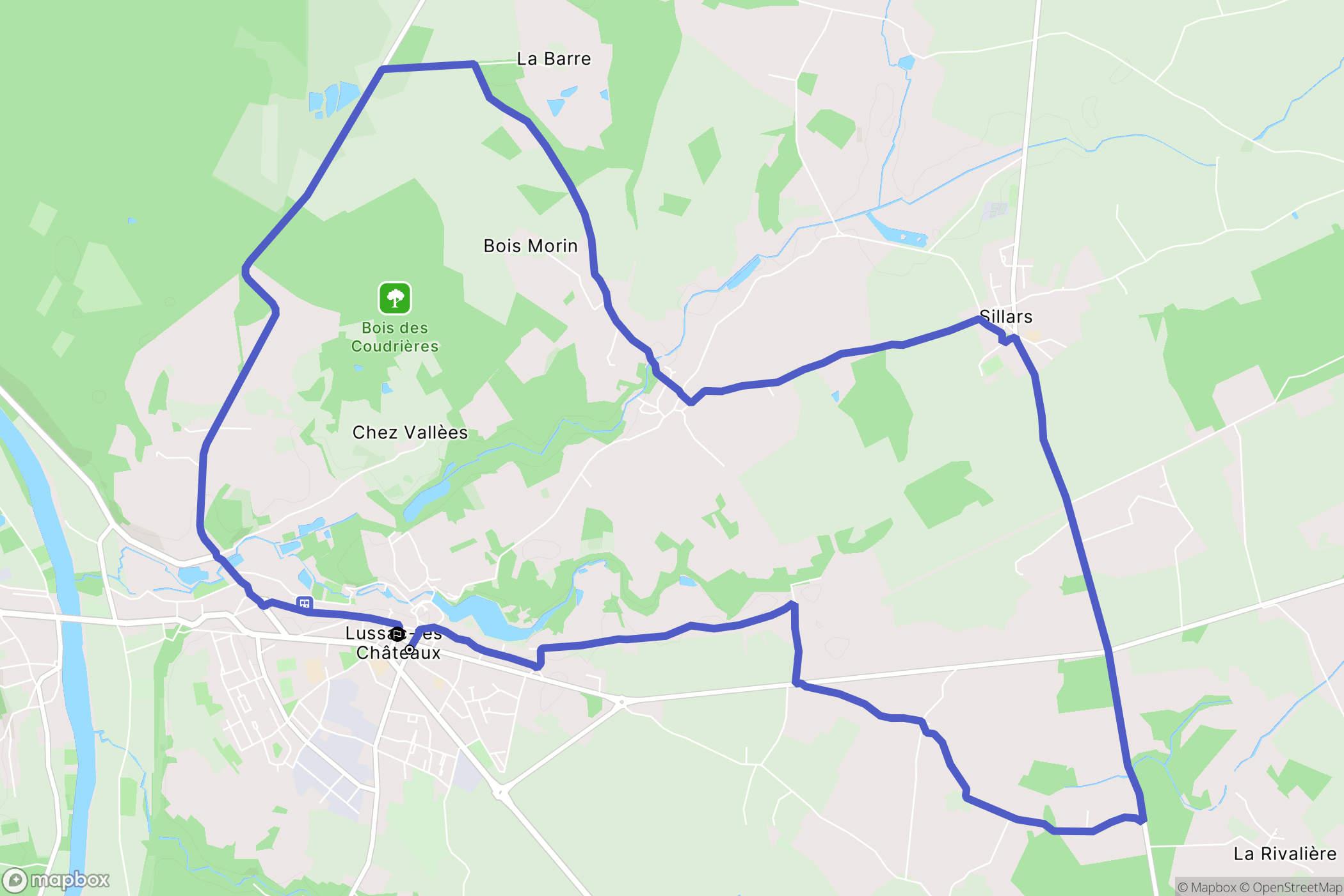 Lussac-les-Châteaux : carte du parcours de randonnée - France