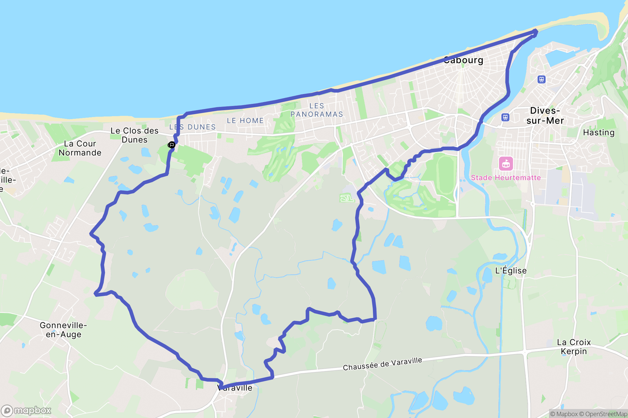 Merville-Franceville-Plage : carte du parcours de randonnée - France