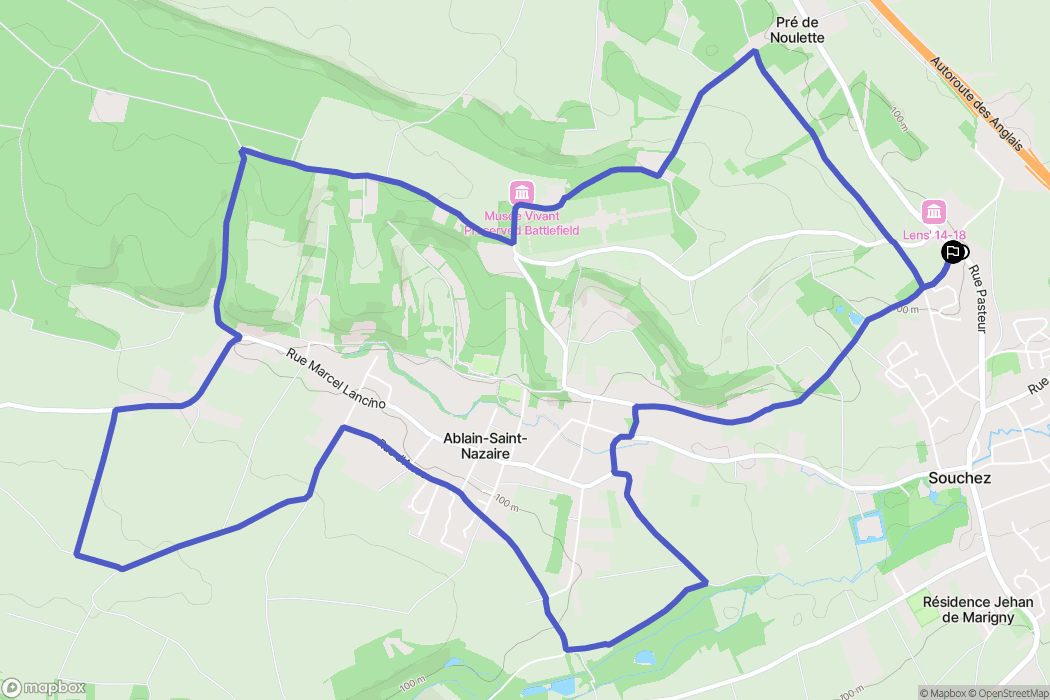 Souchez : carte du parcours de randonnée - France