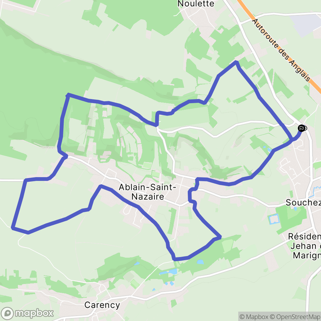 Souchez : carte du parcours de randonnée - France