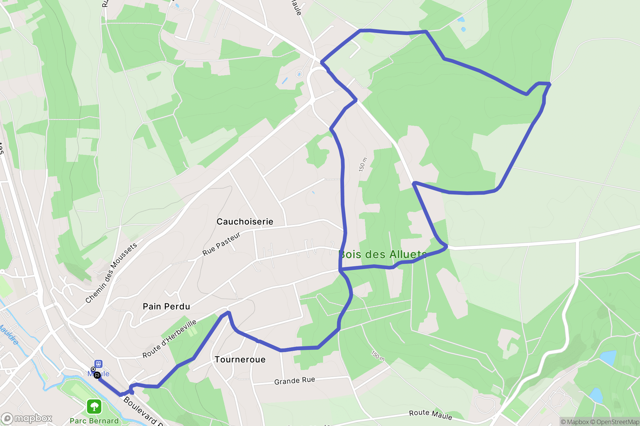 Maule : carte du parcours de randonnée - France