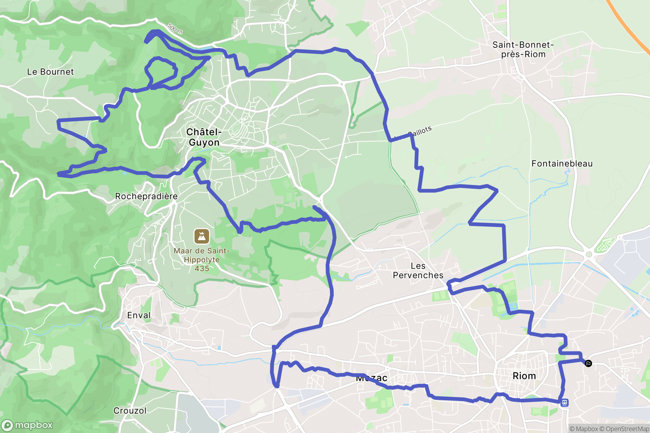 Riom : carte du parcours de randonnée - France