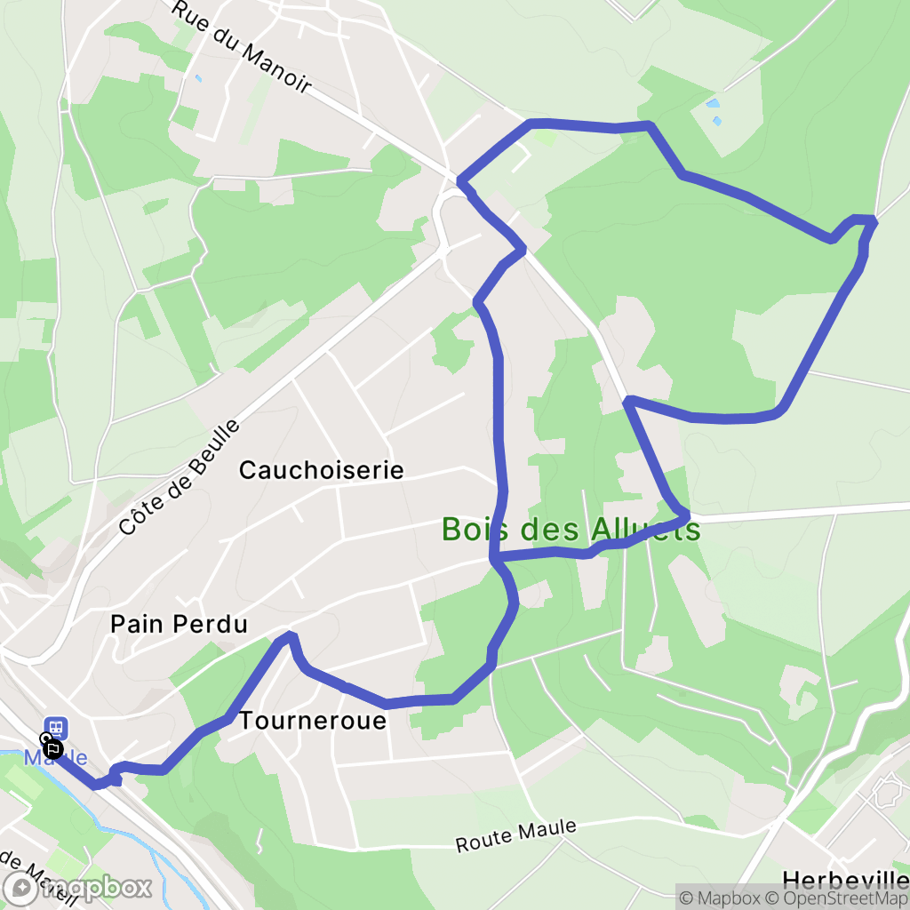 Maule : carte du parcours de randonnée - France