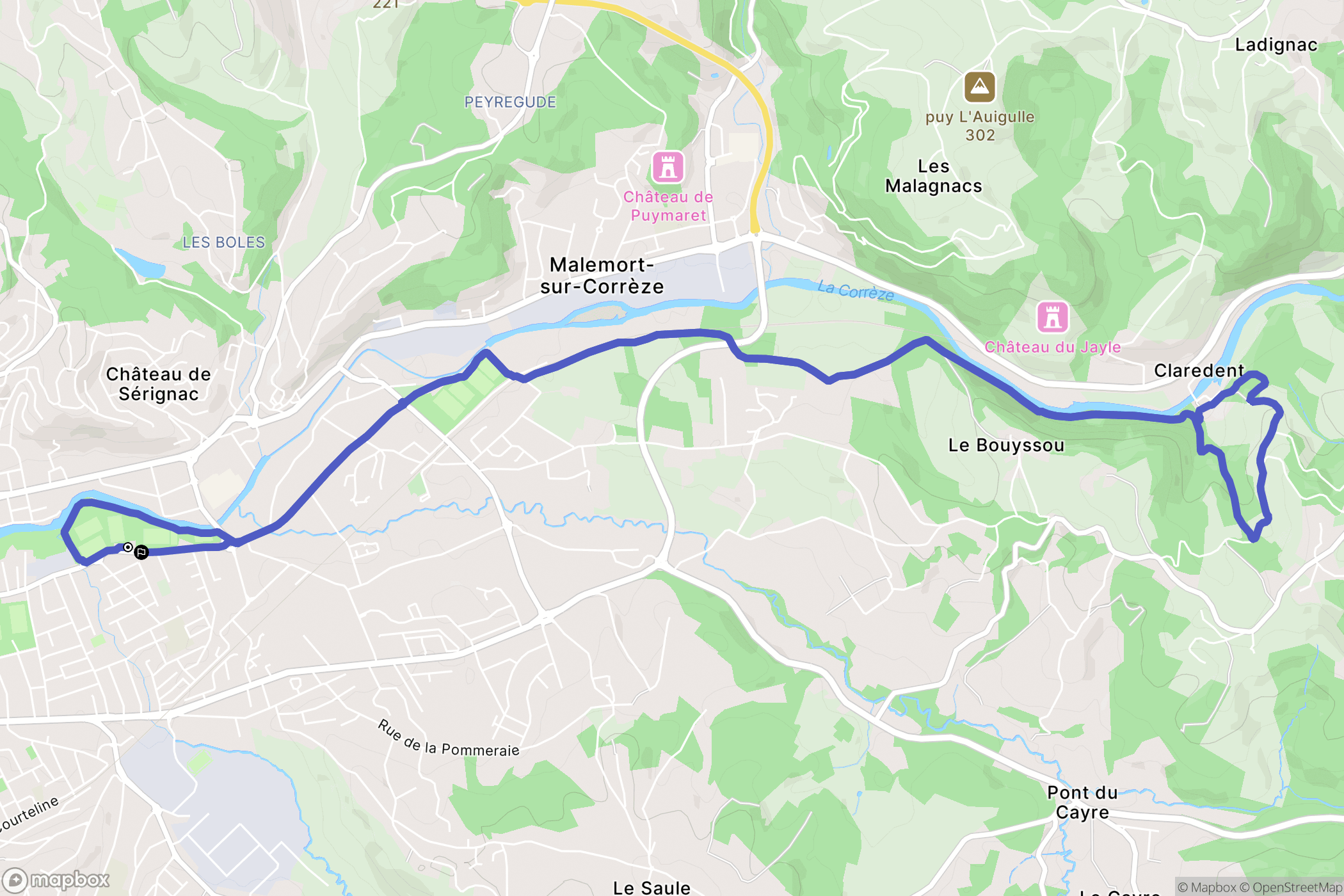 Malemort : carte du parcours de randonnée - France
