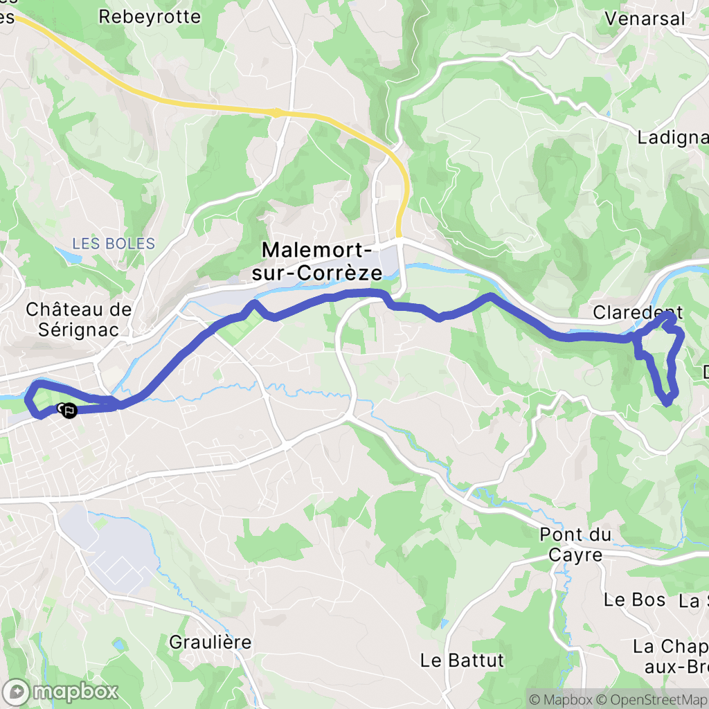 Malemort : carte du parcours de randonnée - France