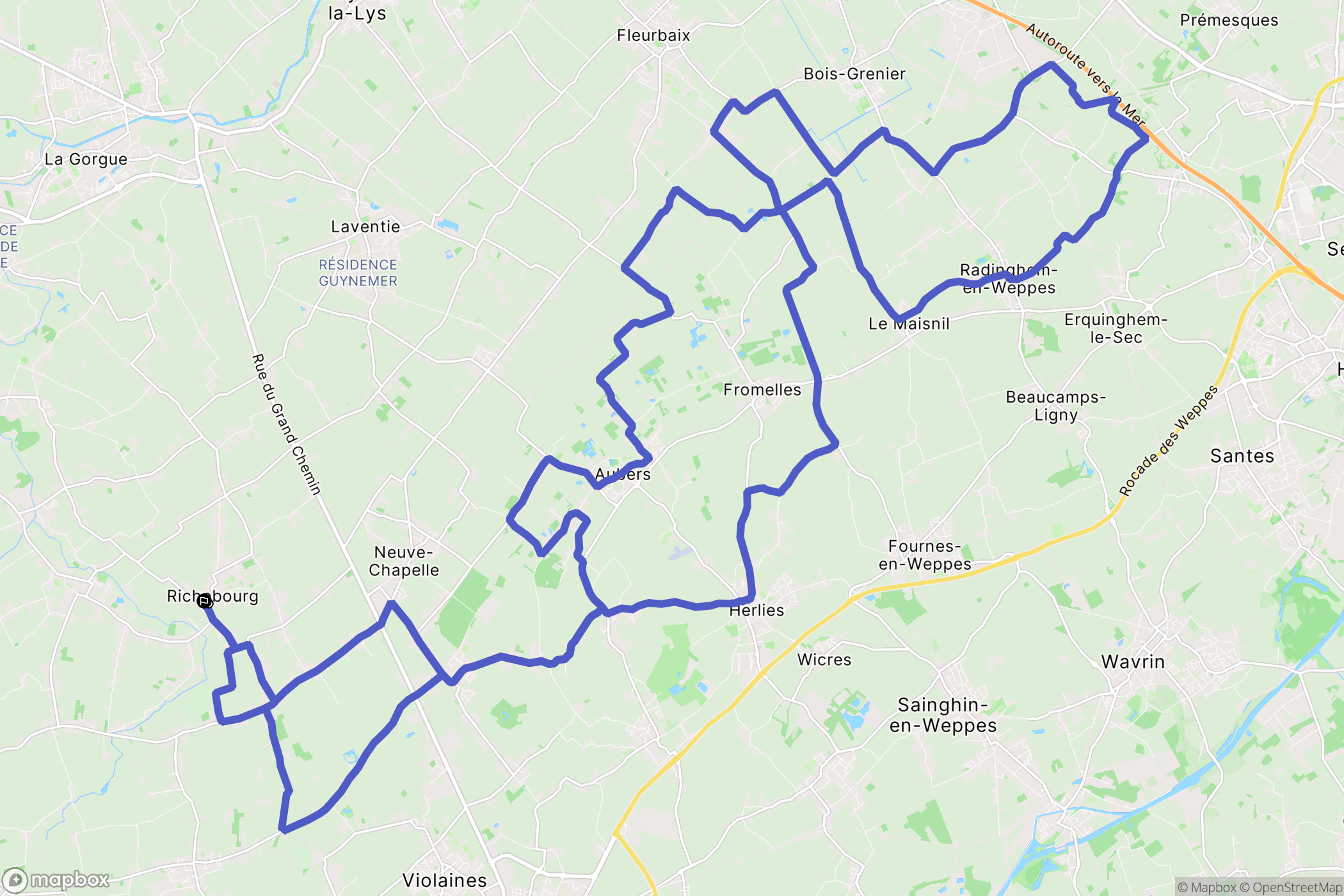 Richebourg : carte du parcours de randonnée - France