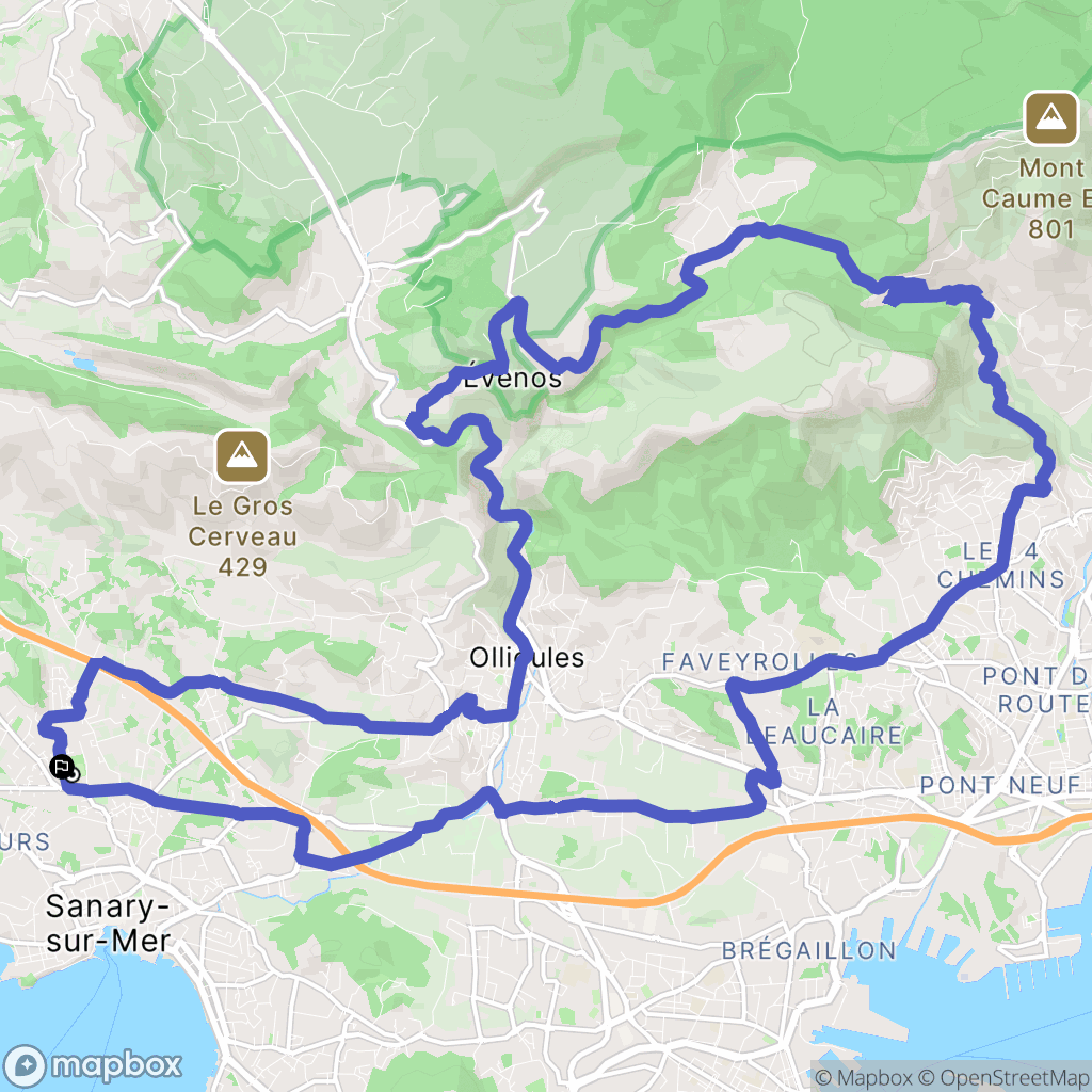 Sanary-sur-Mer : carte du parcours de randonnée - France
