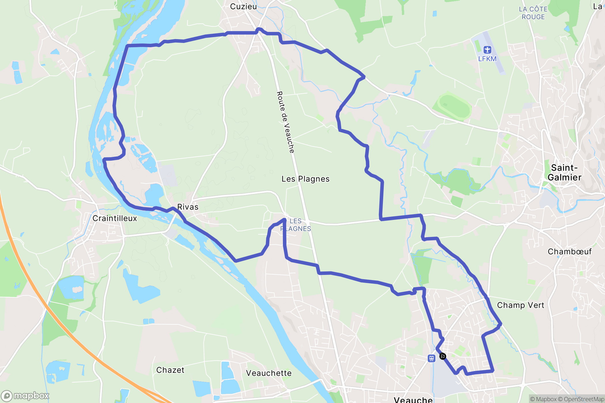 Veauche : carte du parcours de randonnée - France