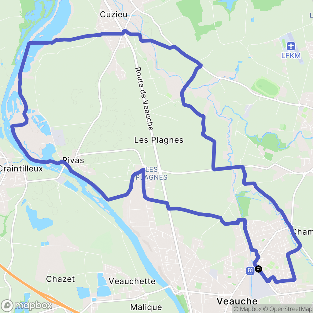 Veauche : carte du parcours de randonnée - France