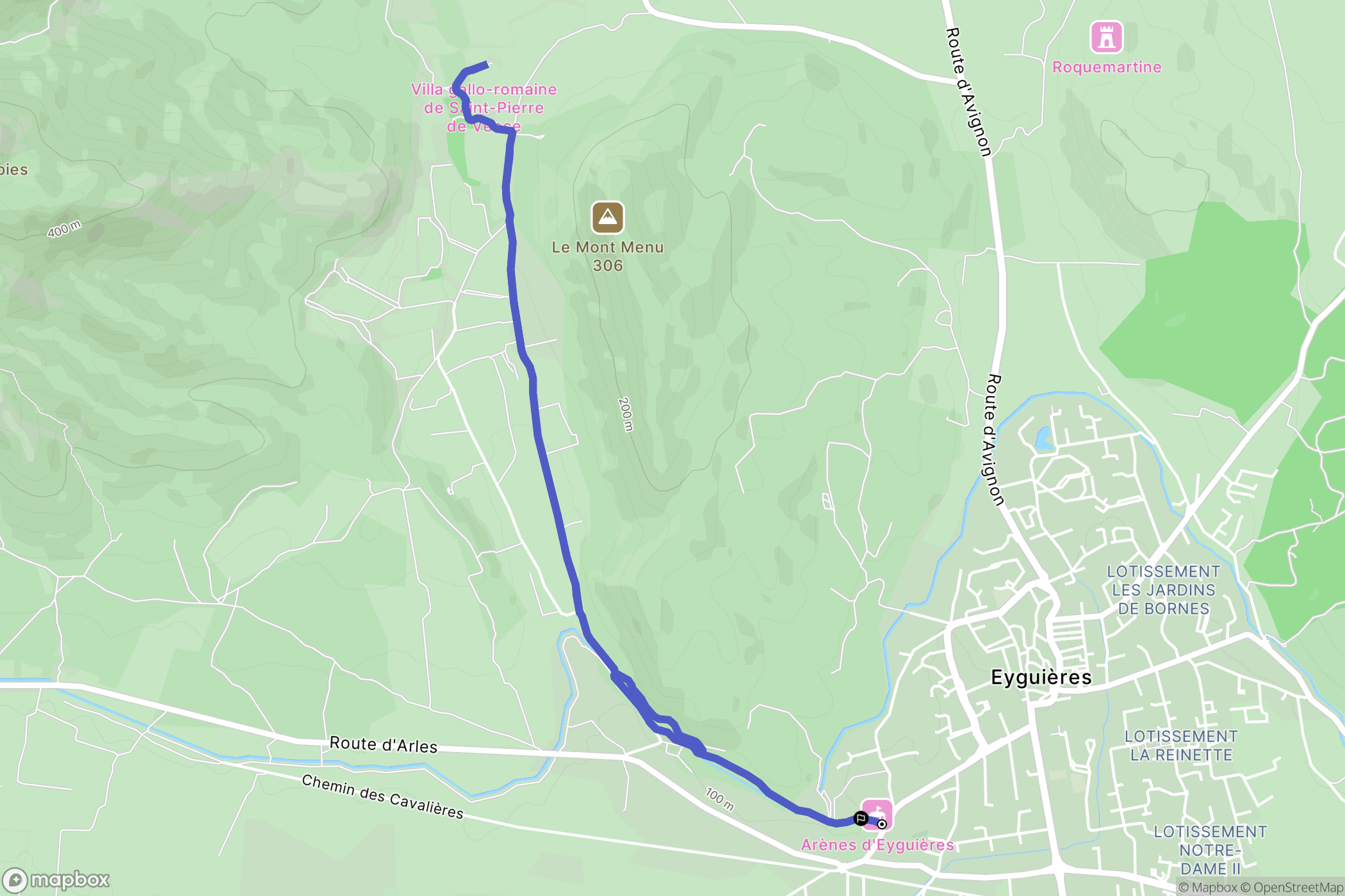Eyguières : carte du parcours de randonnée - France