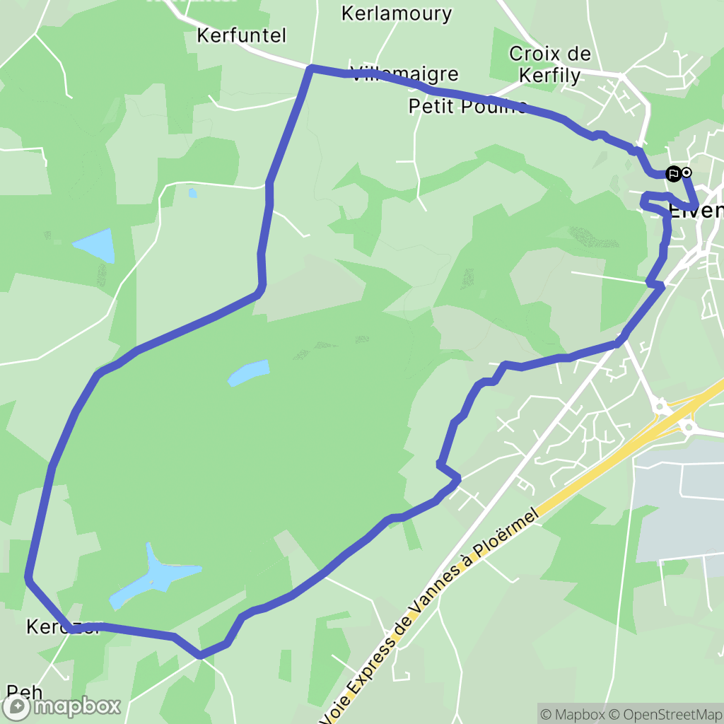 Elven : carte du parcours de randonnée - France