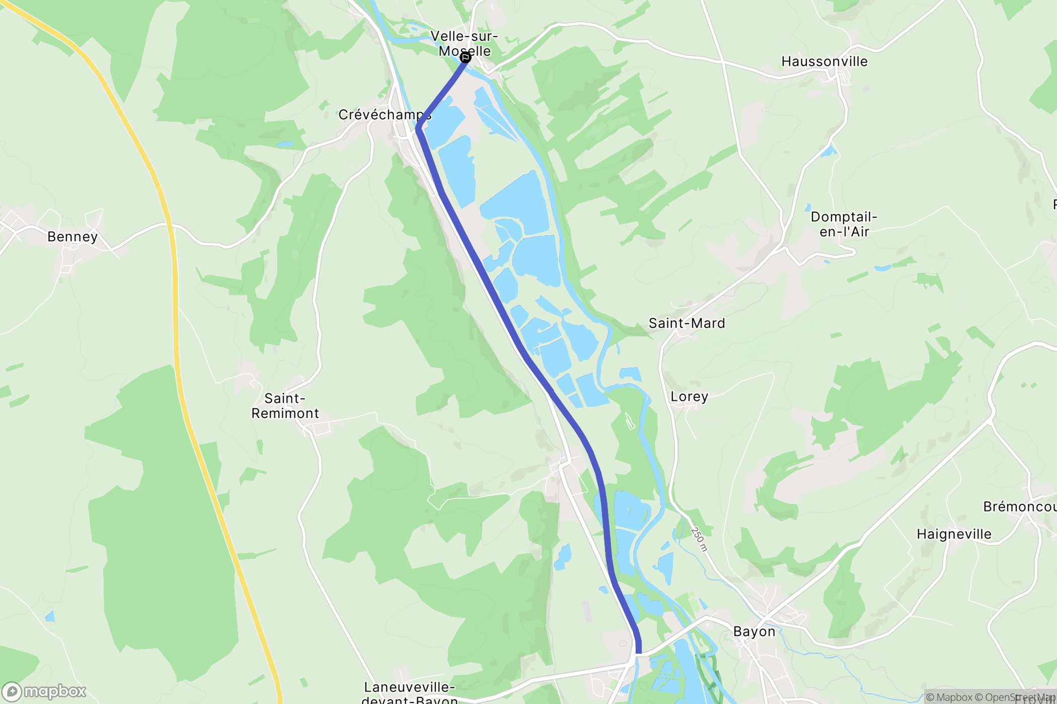 Velle-sur-Moselle : carte du parcours de randonnée - France