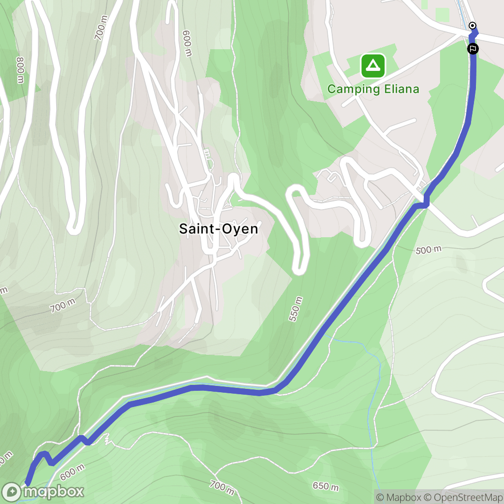 Grand-Aigueblanche : carte du parcours de randonnée - France
