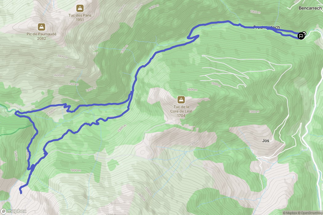 Sentein : carte du parcours de randonnée - France