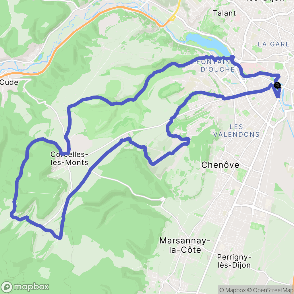 Dijon : carte du parcours de randonnée - France