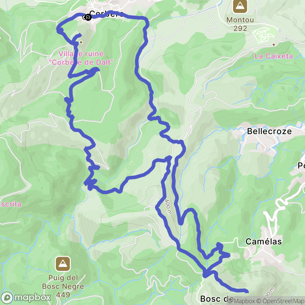 Corbère : carte du parcours de randonnée - France
