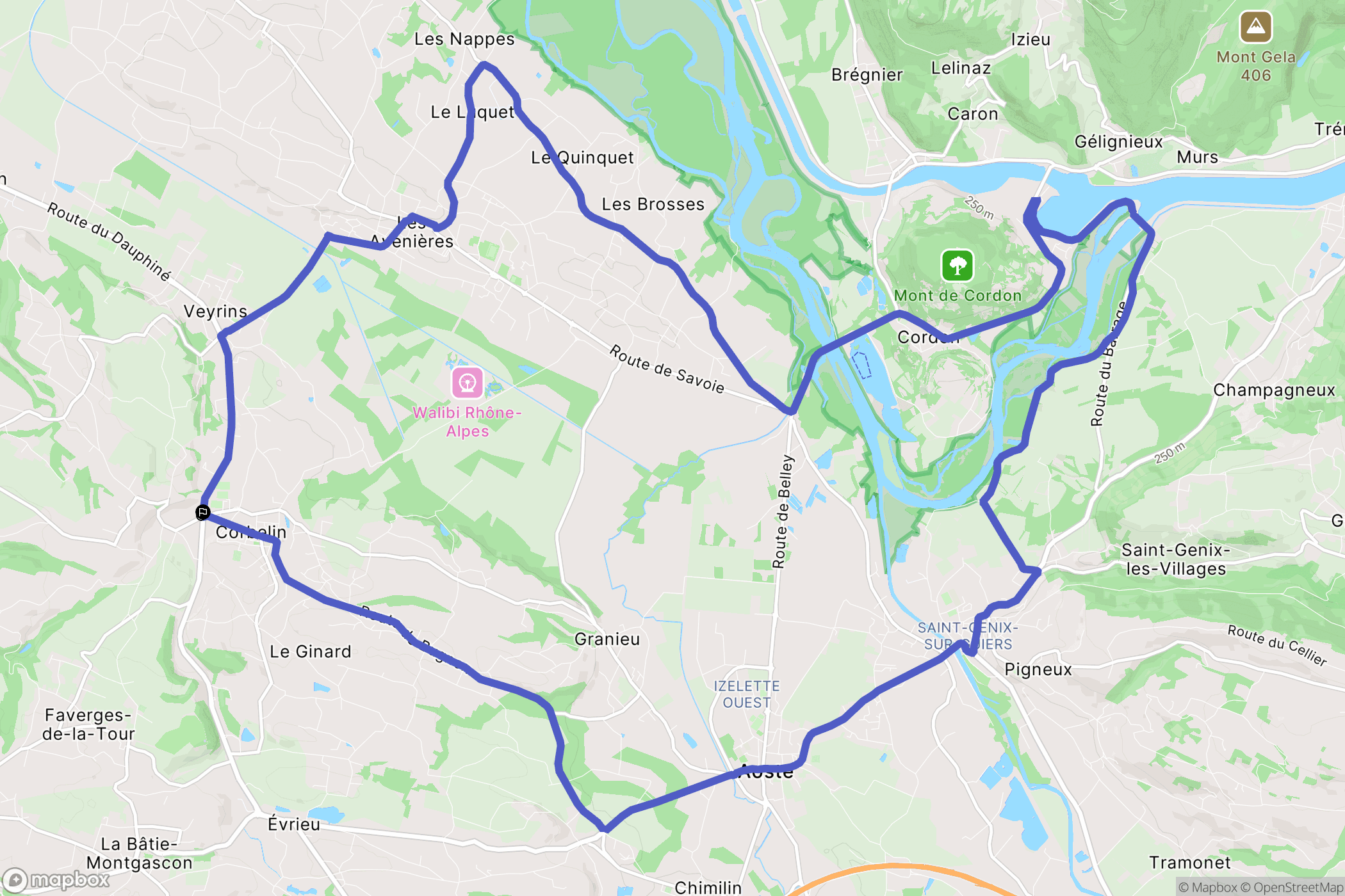Corbelin : carte du parcours de randonnée - France