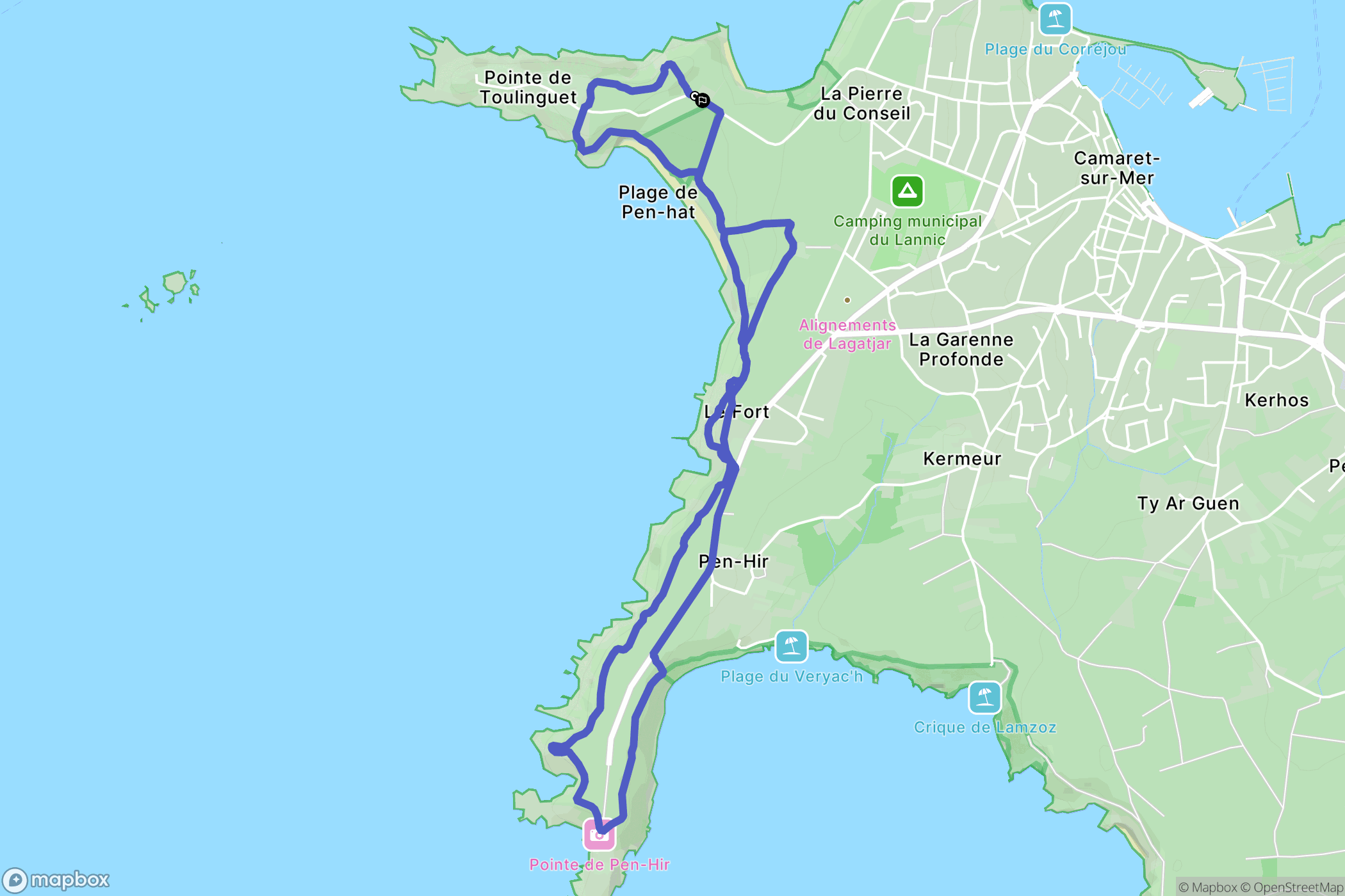 Camaret-sur-Mer : carte du parcours de randonnée - France