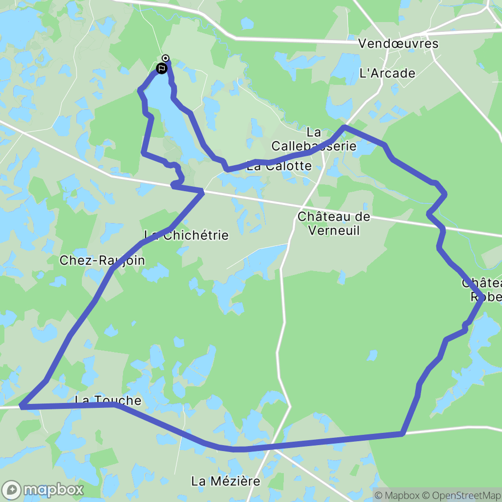 Mézières-en-Brenne : carte du parcours de randonnée - France