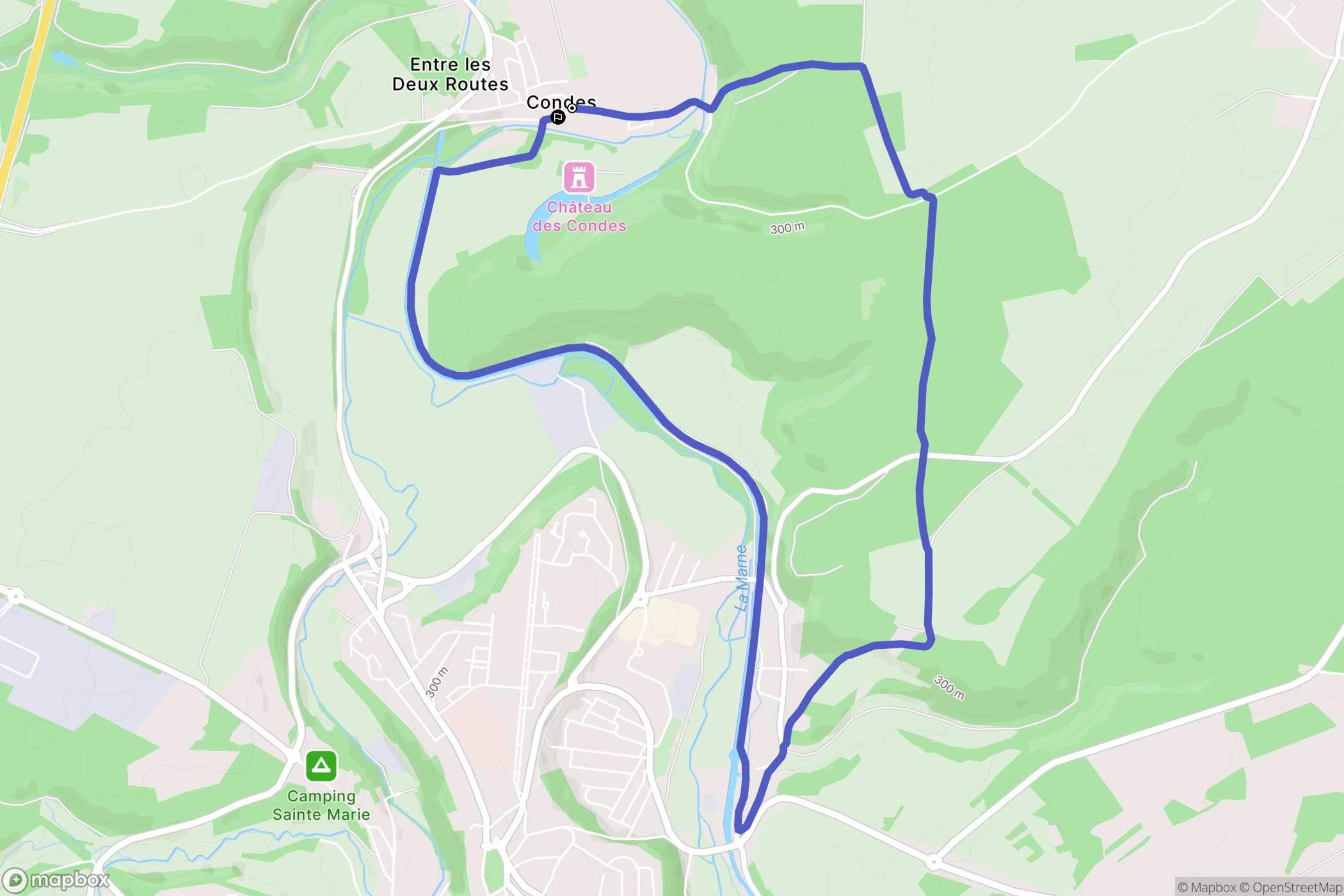 Condes : carte du parcours de randonnée - France
