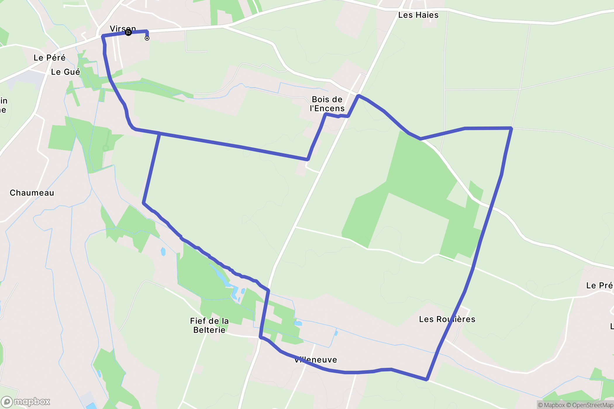 Virson : carte du parcours de randonnée - France