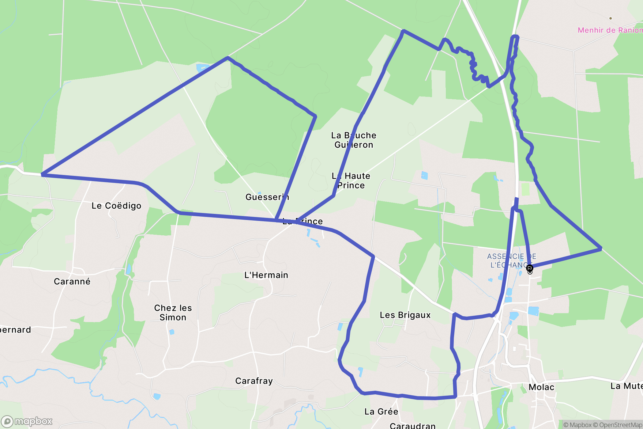 Molac : carte du parcours de randonnée - France