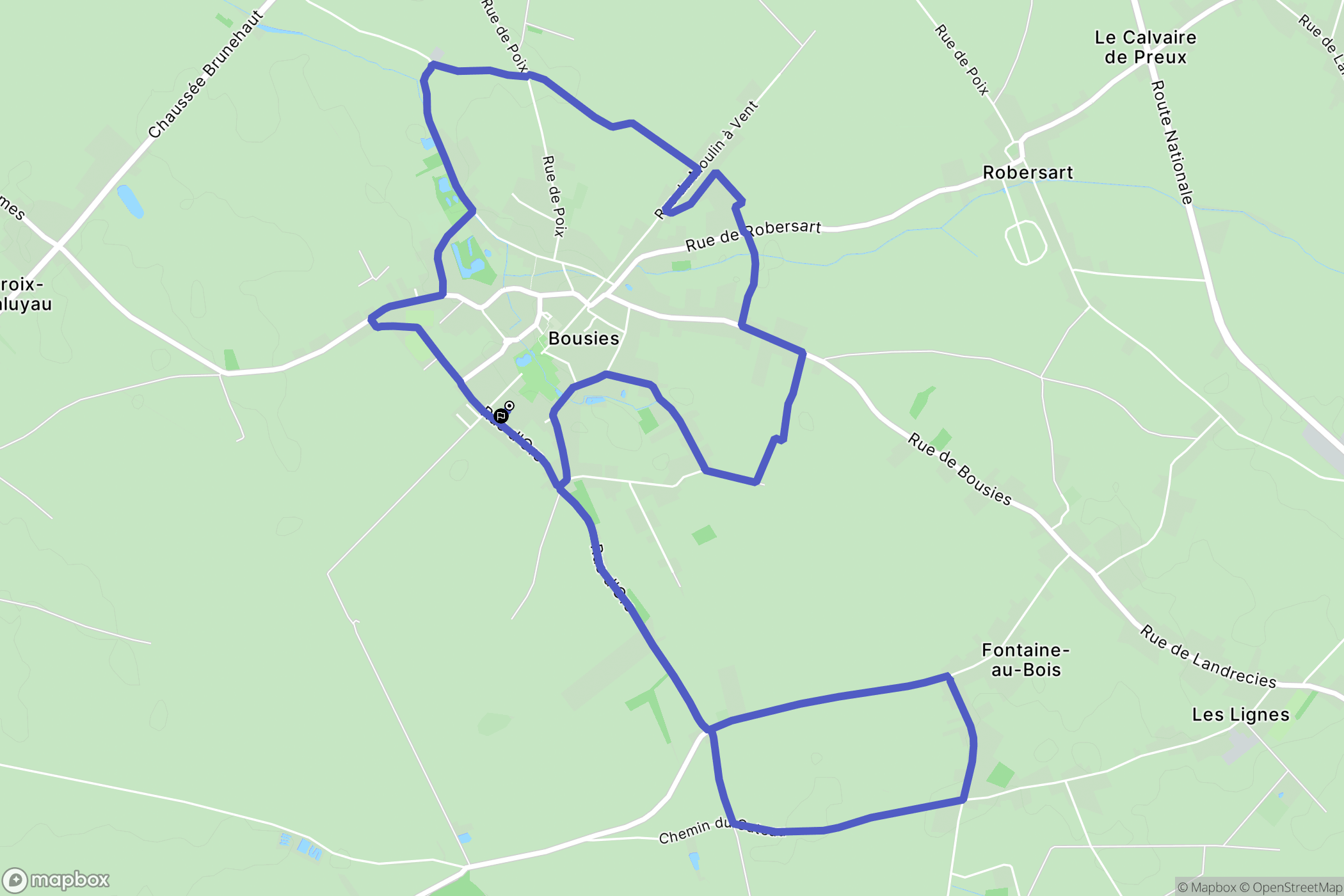 Bousies : carte du parcours de randonnée - France