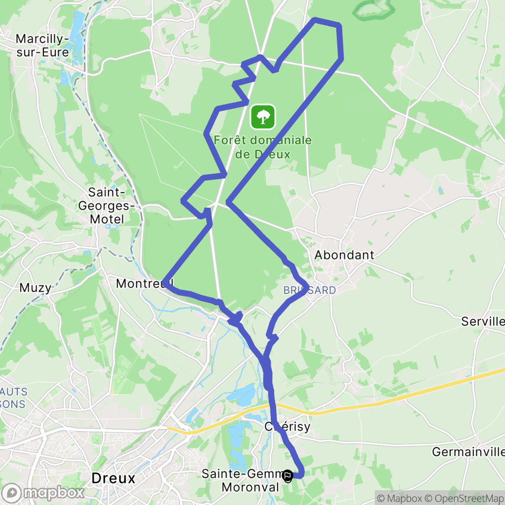 Sainte-Gemme-Moronval : carte du parcours de randonnée - France