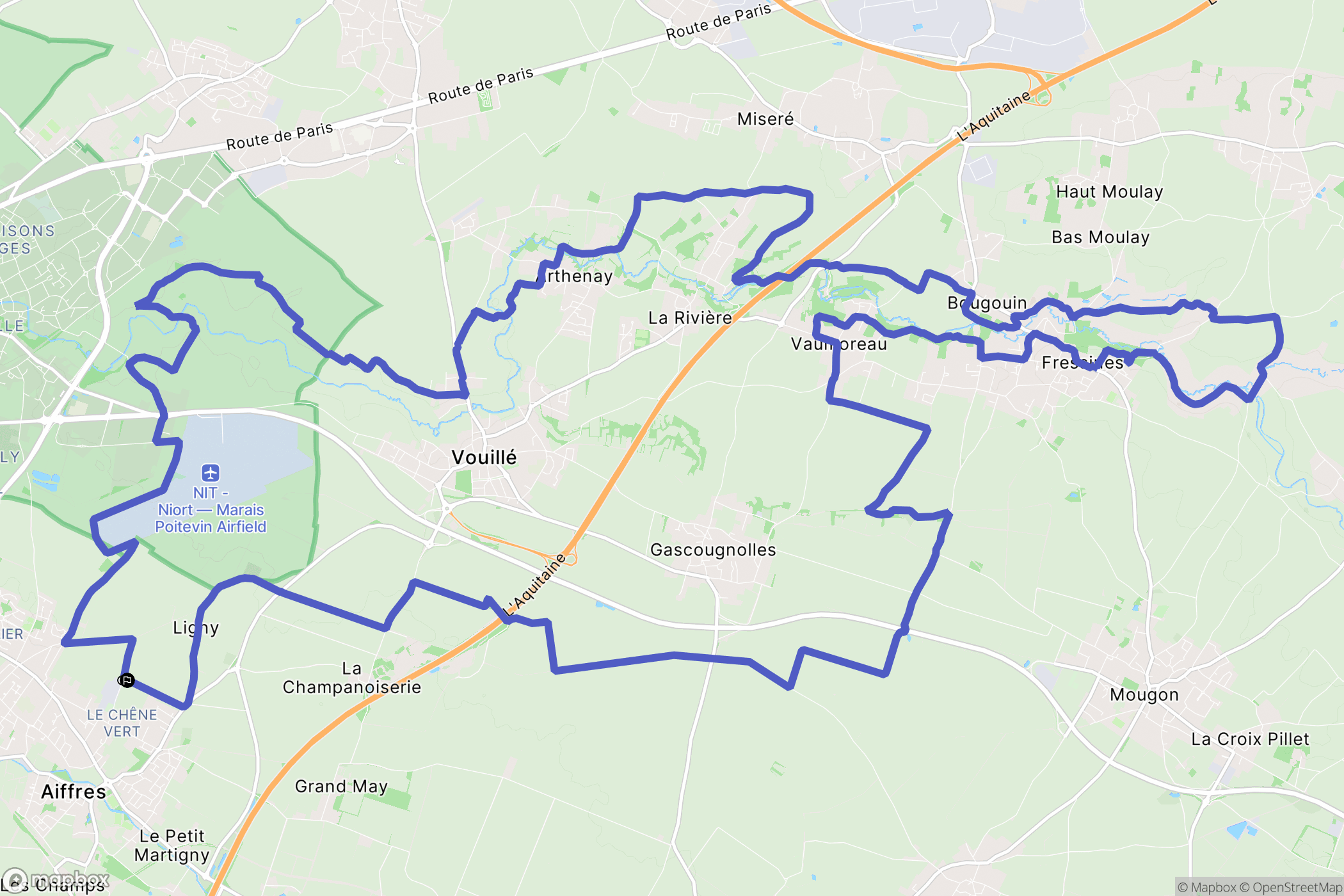 Aiffres : carte du parcours de randonnée - France