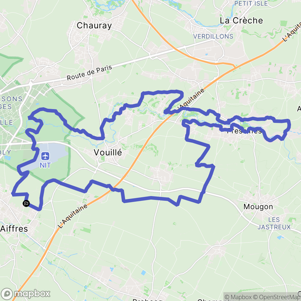 Aiffres : carte du parcours de randonnée - France