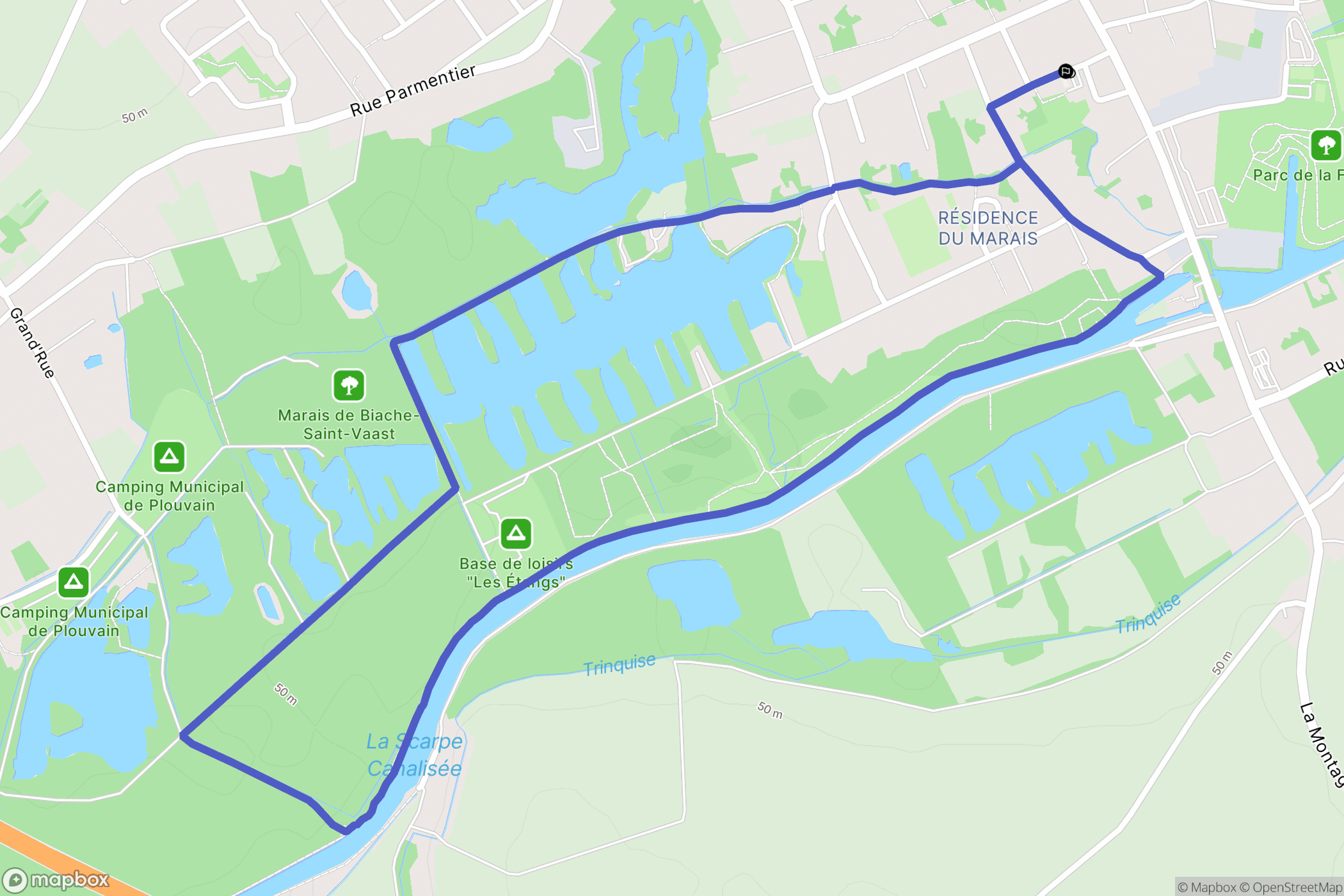 Biache-Saint-Vaast : carte du parcours de randonnée - France