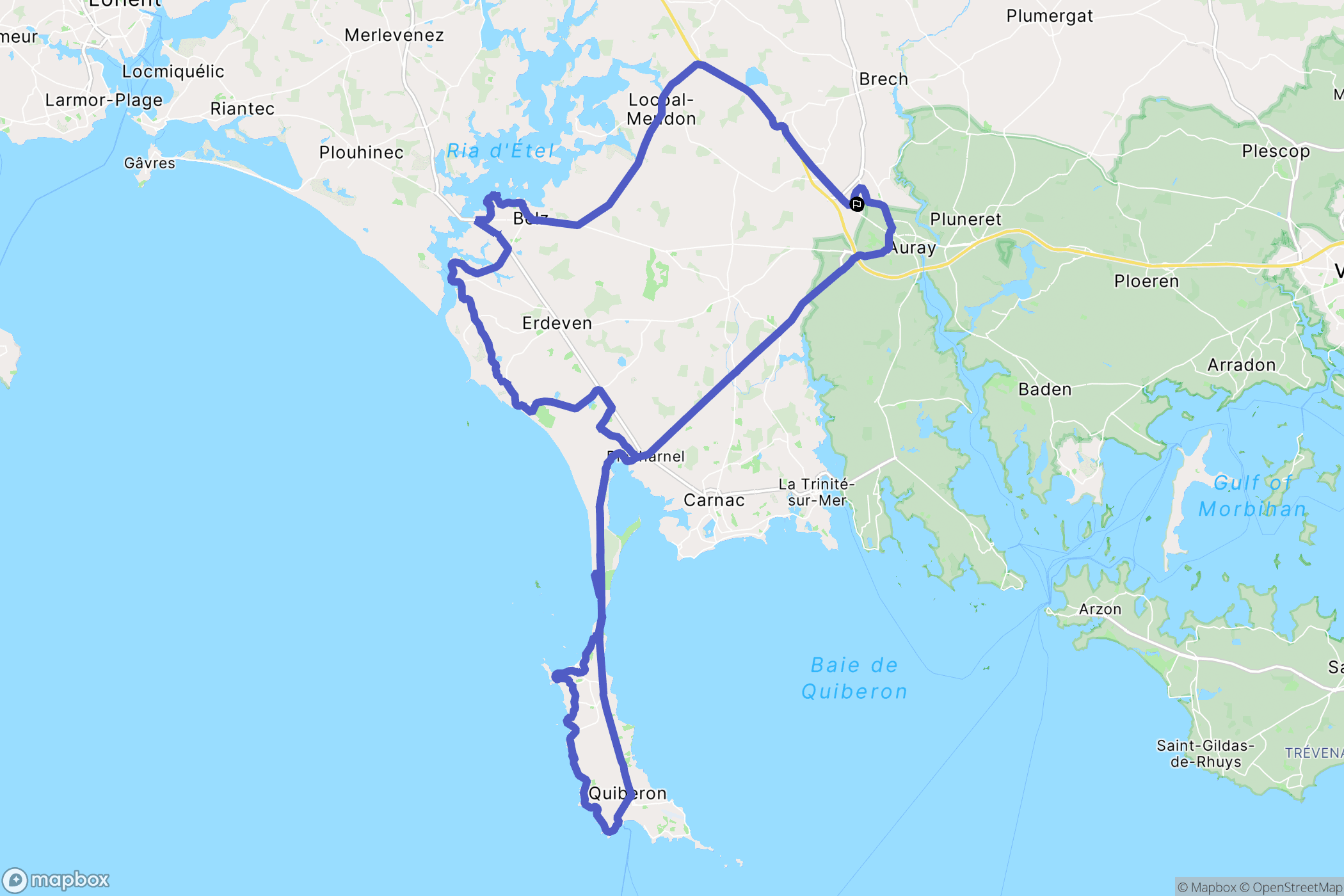 Brech : carte du parcours de randonnée - France