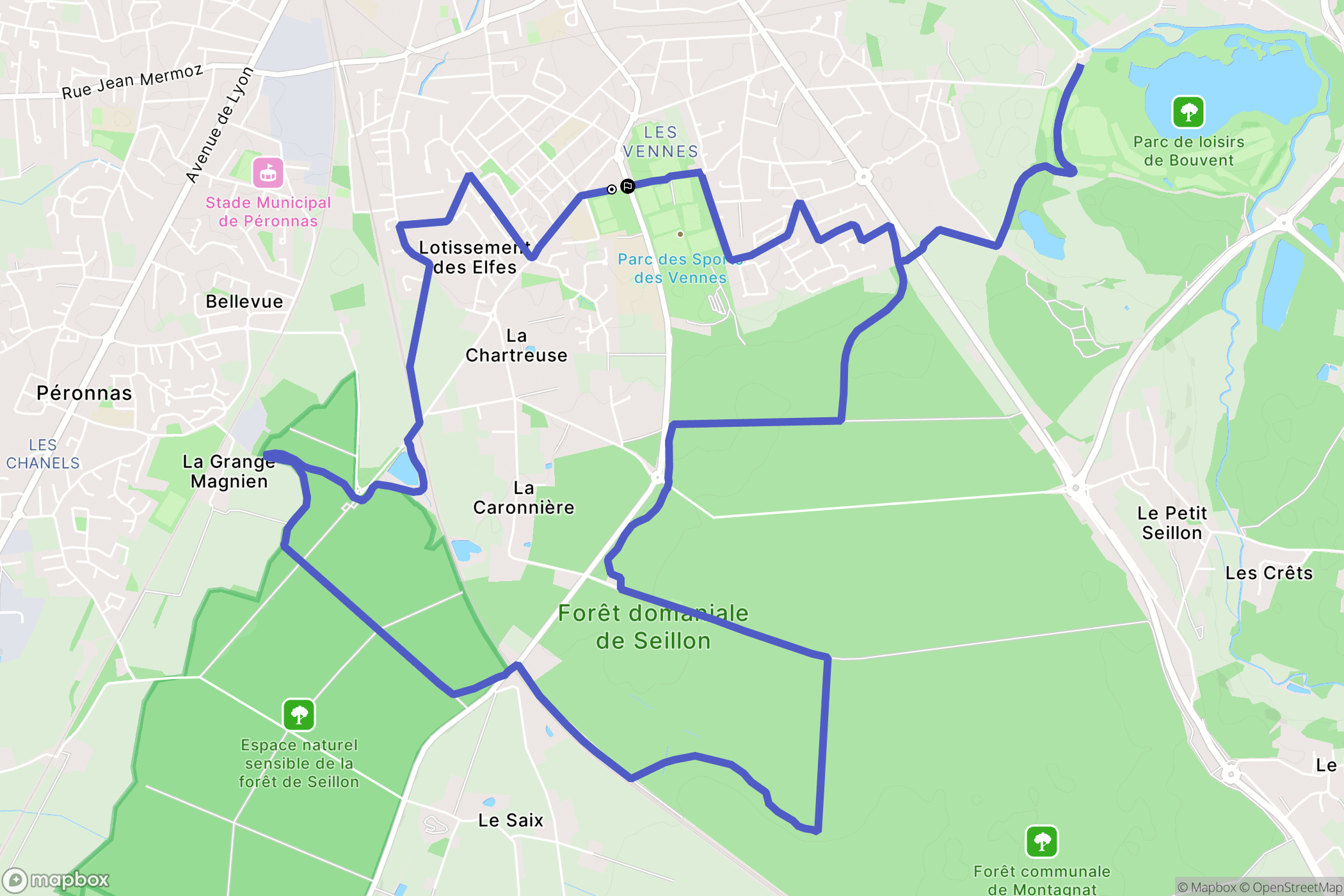 Bourg-en-Bresse : carte du parcours de randonnée - France
