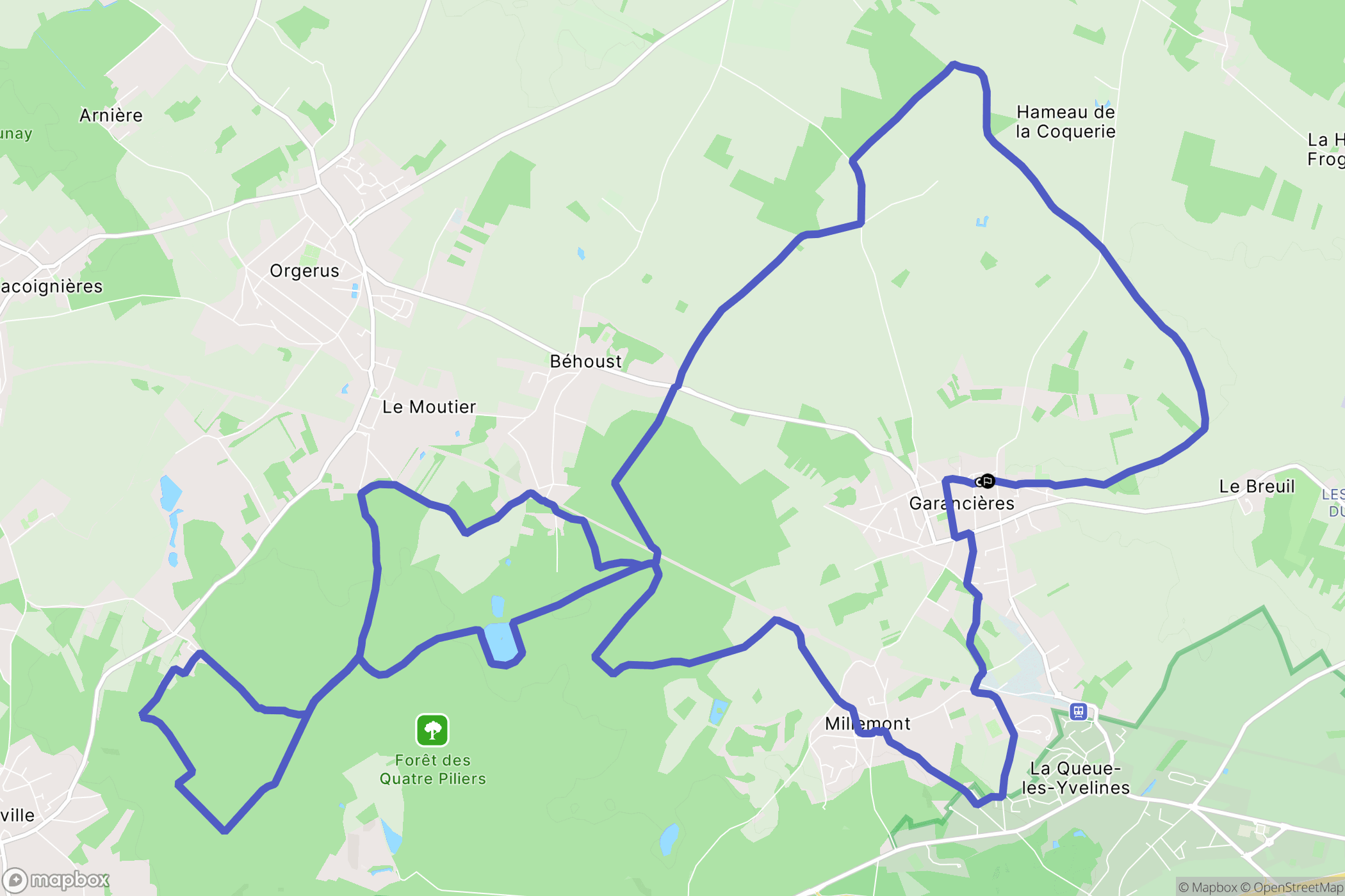 Garancières : carte du parcours de randonnée - France