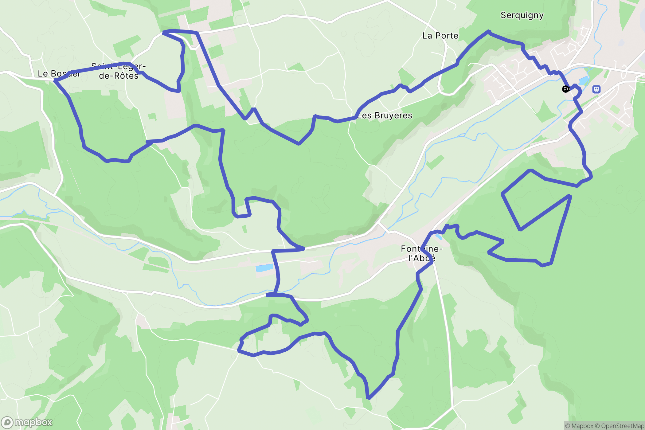 Serquigny : carte du parcours de randonnée - France