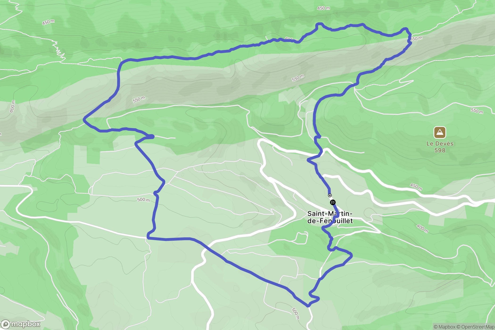 Saint-Martin : carte du parcours de randonnée - France