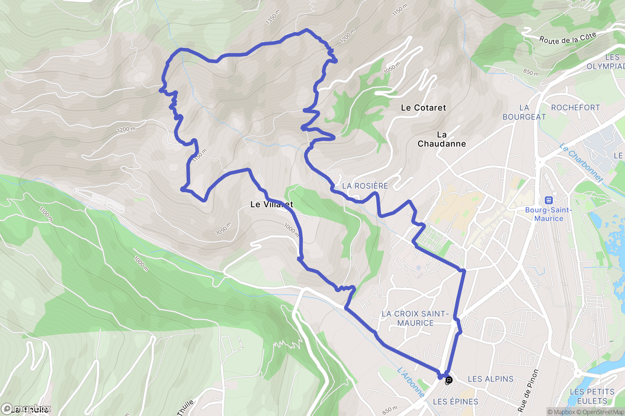 Bourg-Saint-Maurice : carte du parcours de randonnée - France