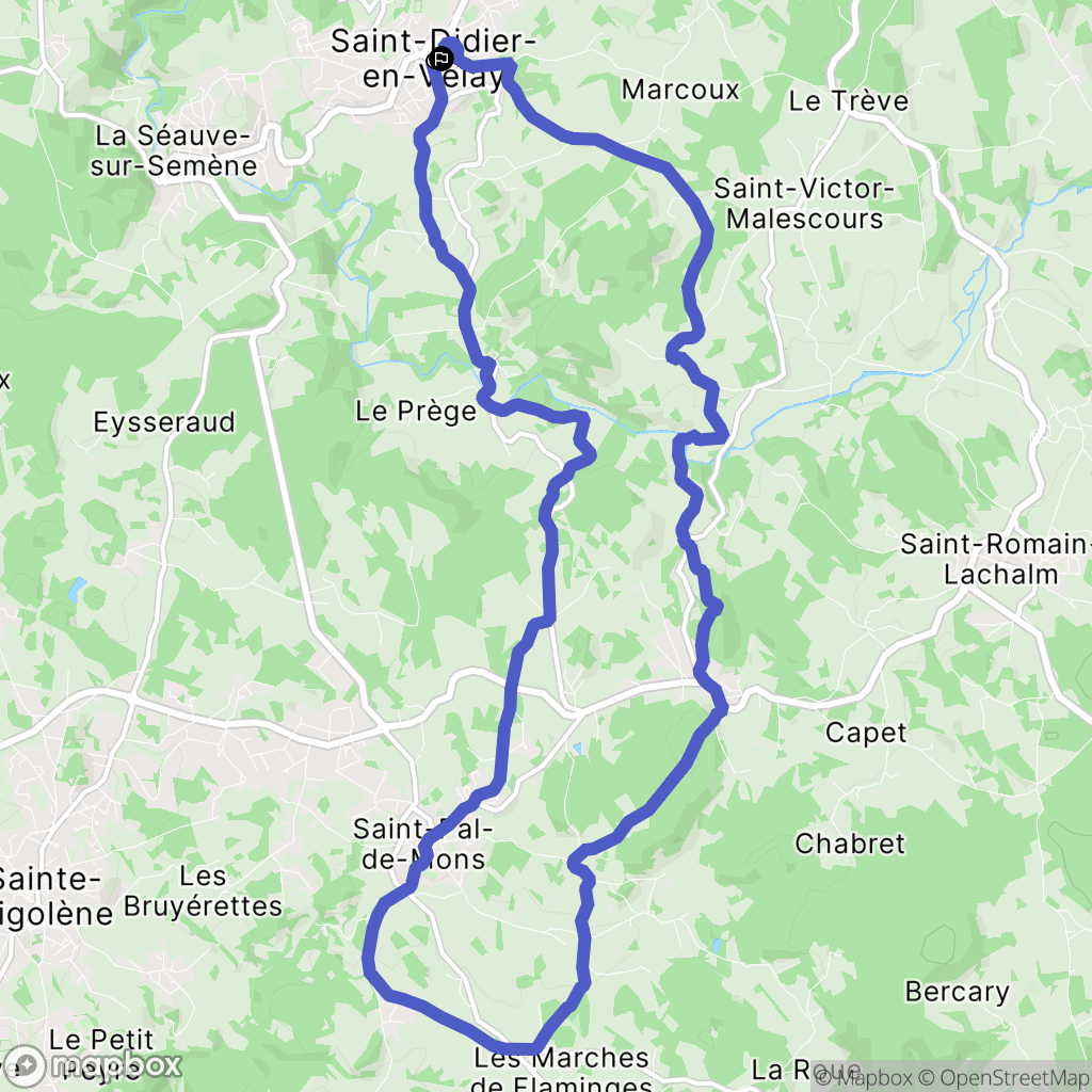 Saint-Didier-en-Velay : carte du parcours de randonnée - France