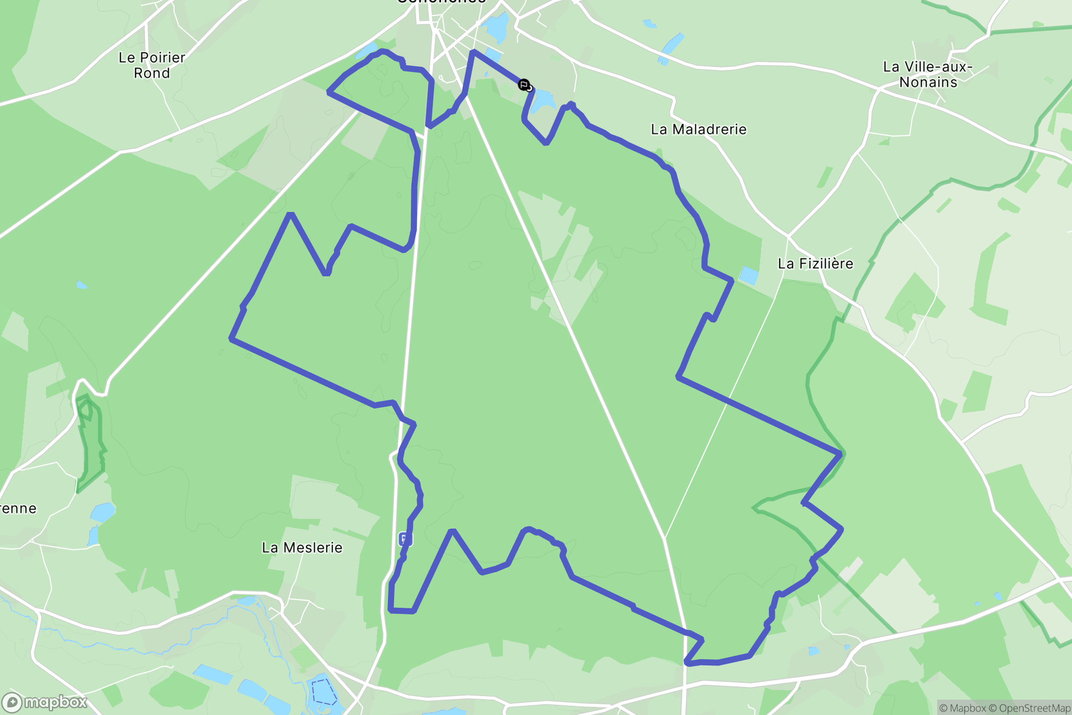 Senonches : carte du parcours de randonnée - France