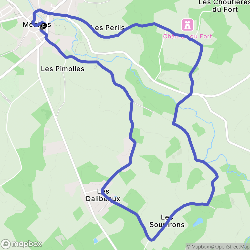 Mézilles : carte du parcours de randonnée - France