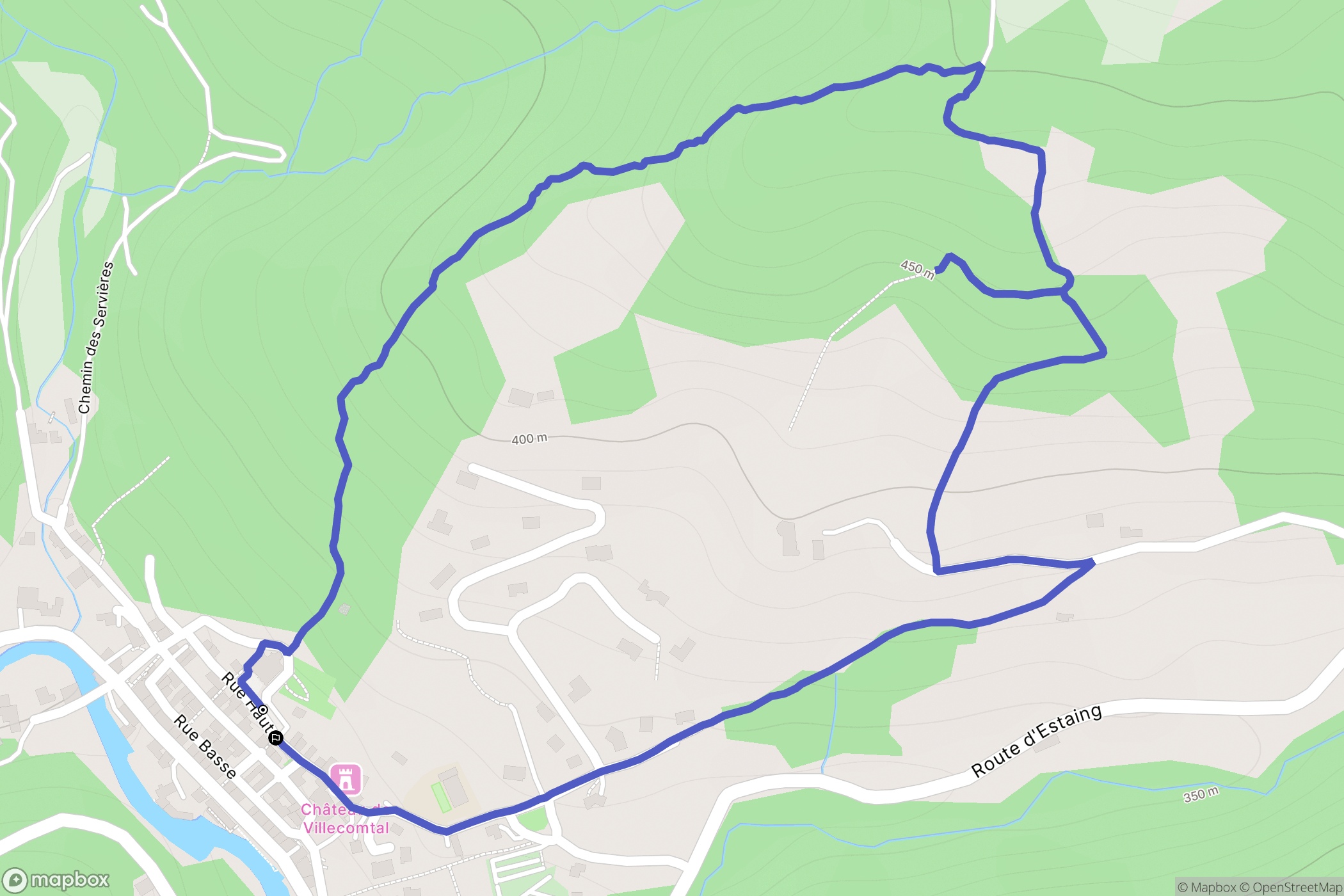 Villecomtal : carte du parcours de randonnée - France