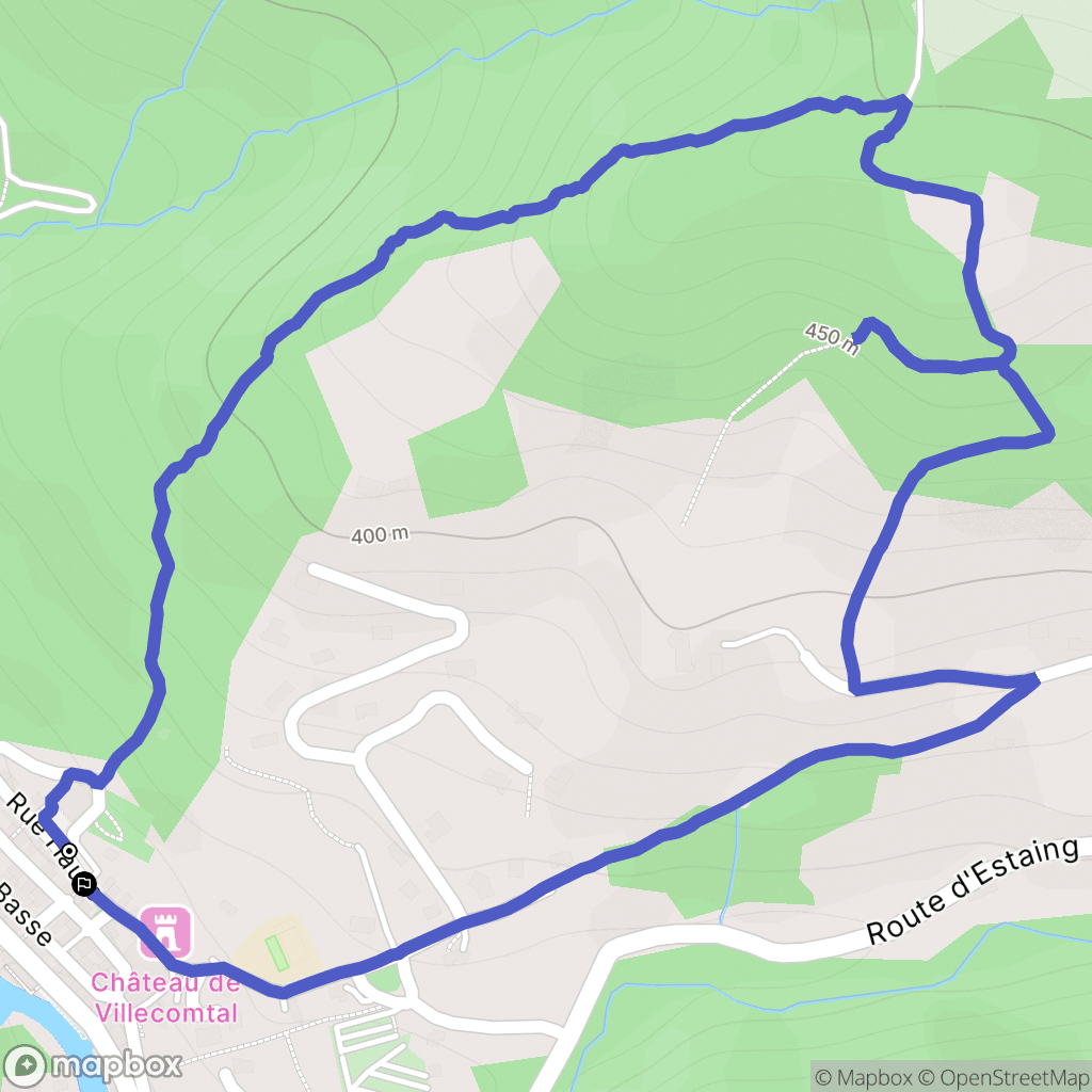 Villecomtal : carte du parcours de randonnée - France