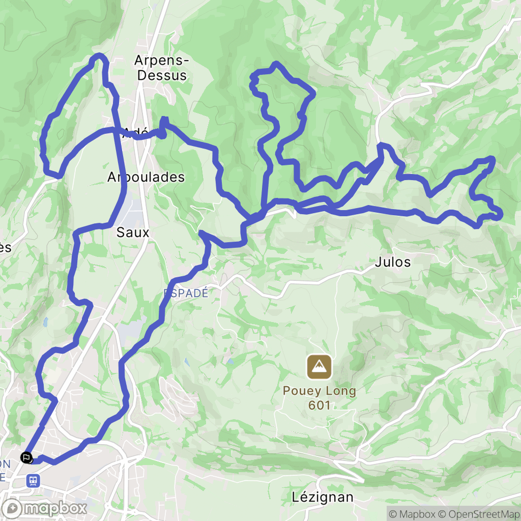 Lourdes : carte du parcours de randonnée - France