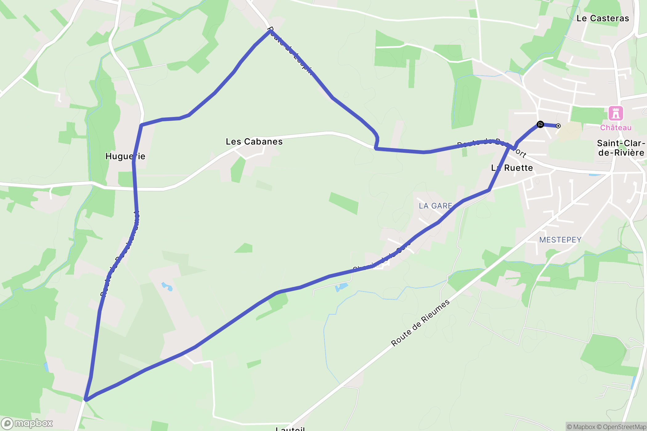 Saint-Clar-de-Rivière : carte du parcours de randonnée - France