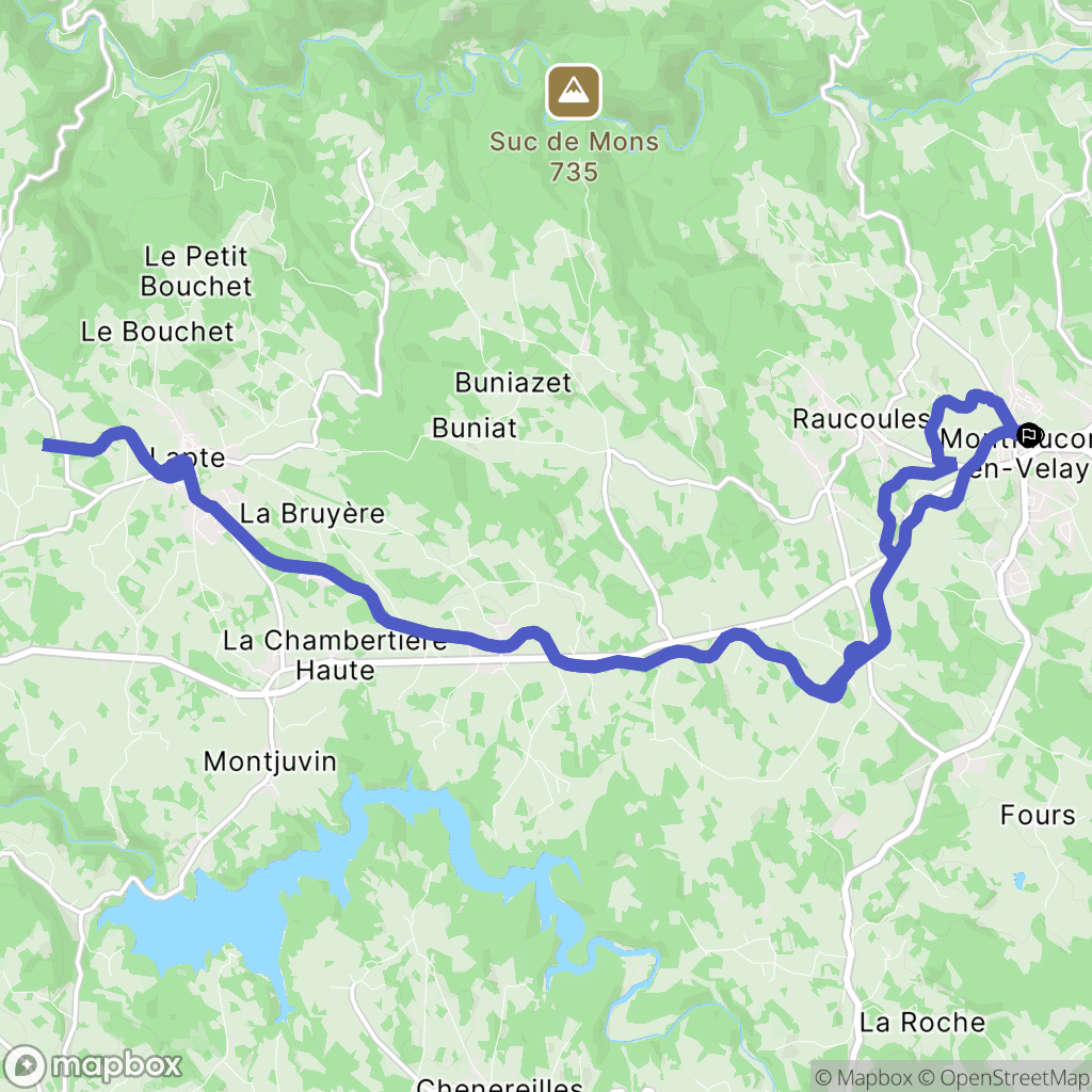 Montfaucon-en-Velay : carte du parcours de randonnée - France
