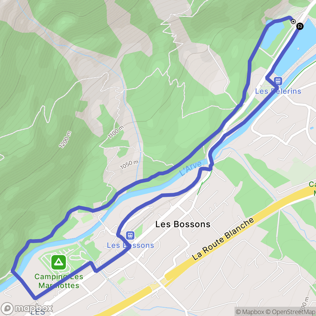 Chamonix-Mont-Blanc : carte du parcours de randonnée - France